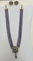 4-string Amethyst Necklace Set with 24 karat gold-plated beads