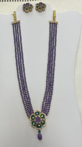 4-string Amethyst Necklace Set with 24 karat gold-plated beads