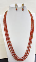 RED FACETDE CORAL NECKLACE SET WITH EARRINGS