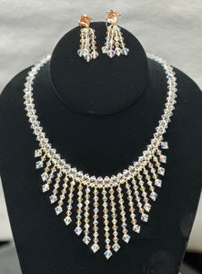 Swarovski Crystal Necklace With Earring Set (24k gold coated beads)