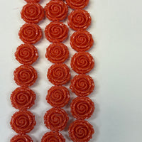 Resin orange flowers (15mmx14mm) (Sold Per Strand)