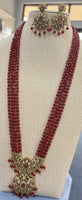 4-String Ruby-color Jade Necklace Set