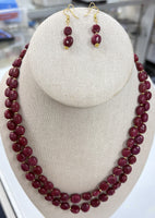 2-String Ruby Oval Neckalce Set