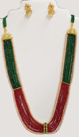Peach Pearl and Ruby-Emerald Color Quartz Necklace Set #PERQ