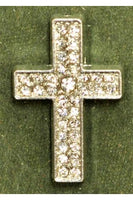 Silver Color Cubic Zirconia Cross (33mm x 22mm)