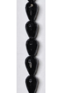 Black Onyx Faceted Drop (8mm-8.5mm)x(15mm-15.5mm)
