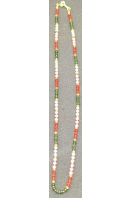 Coral-Jade-Pearl Simple Elegant Necklace