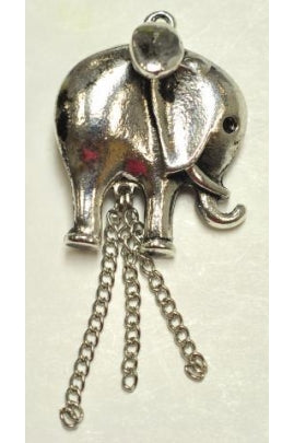 Silver-Color Elephant Charm (33.3mmx3.mm) with Hanging Chain #ECC