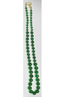 Emerald-color Smooth Quartz Necklace Chain with Gold-Plated Glass Beads