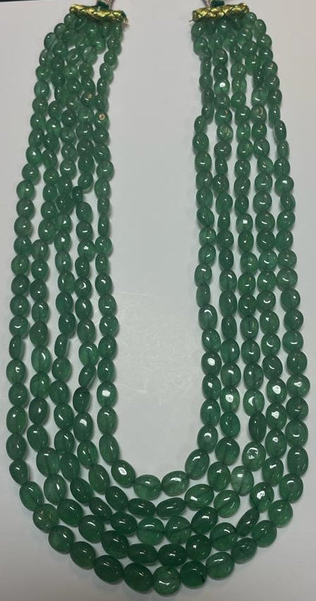 5-Strand Emerald-Color Quartz Oval