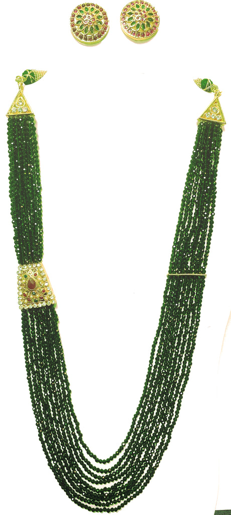 9-Strand Green Faceted Sandstone Necklace Set