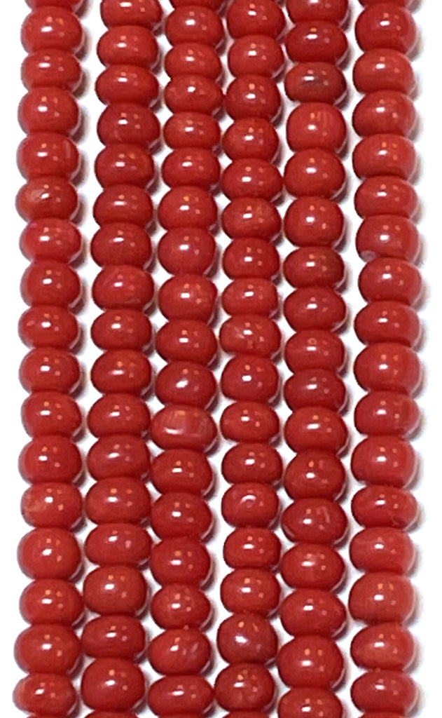 Natural-Color Red Coral Roundelle  3.5mm-4mm