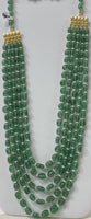 5-Strand Emerald-Color Quartz Oval Necklace Set with Pearls