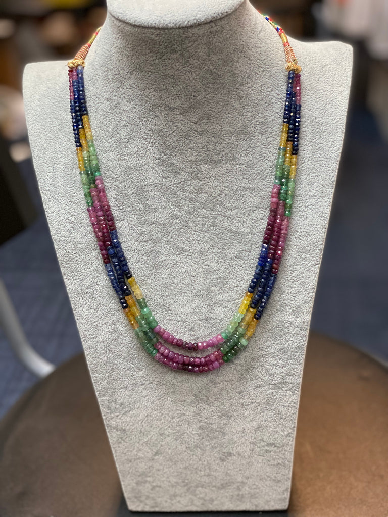 3-Strand Multi precious Beads On Sarafa