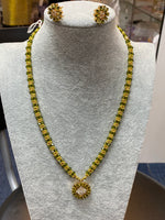 Swarovski  Crystal Olive Color Bicone Necklace with Earrings Set (1Gr gold plated beads)