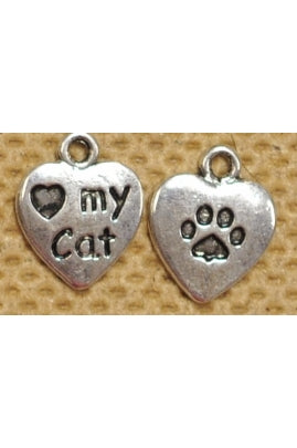 I Love My Cat Charm 12mm (One Charm, 2-Sided)