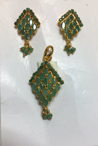 Emerald Pendant Set #J-1417E