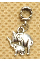 Mom and Baby Elephant Charm 14mm