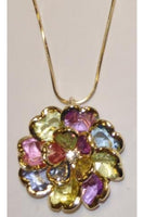 Multi-color Rhodium Crystal Necklace #CN-3