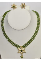 Olive-Green Swarovski Crystal Bicone 3-String Necklace Set