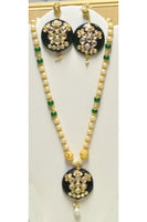 Pearl and Jade Necklace with Kundan Style Pendant Set