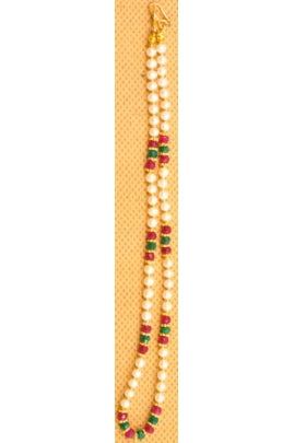 Pearl, Ruby, and Emerald Necklace Chain with Daisy Beads #PRE-1