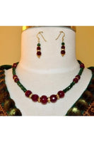 Ruby and Emerald with Golden Color Roundels Necklace Set #REGR-1