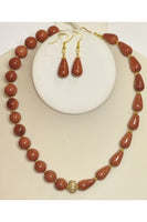 Sandstone Bead and Central-Drilled Drop Necklace Set