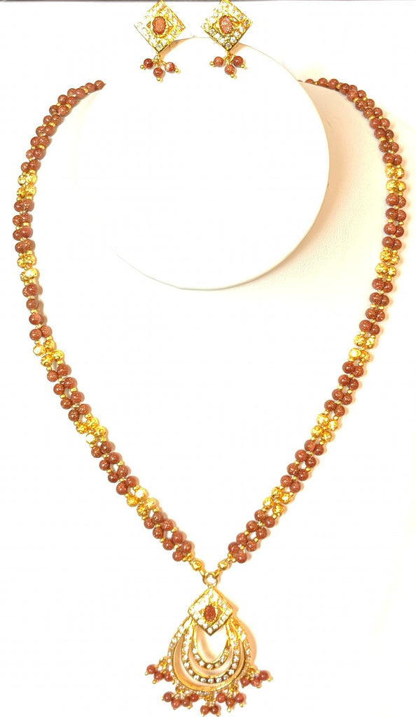 2-Strand Faceted Sandstone Necklace Set #FSS-1