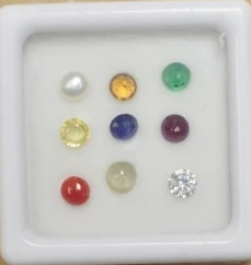 Navratna Stone Set with Real White Diamond Beads After Beads