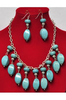 Twisted-Shape Turquoise Drop Necklace Set on Sterling Silver Chain