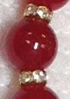 Red Jade Necklace with Rhinestone Roundels