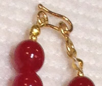 Red Jade Necklace with Rhinestone Roundels