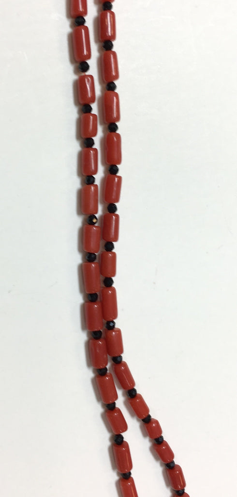 Natural Italian Coral Tube with Spinel Roundel