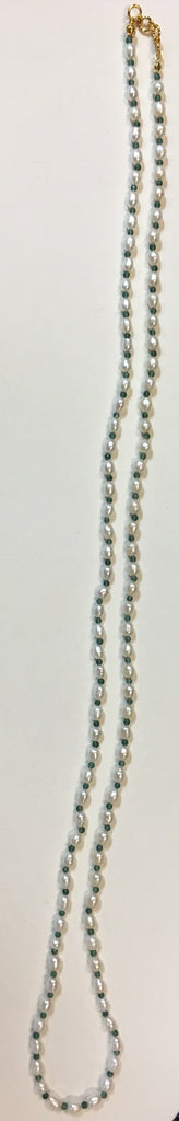 Freshwater Rice Pearl and Jade Necklace Chain