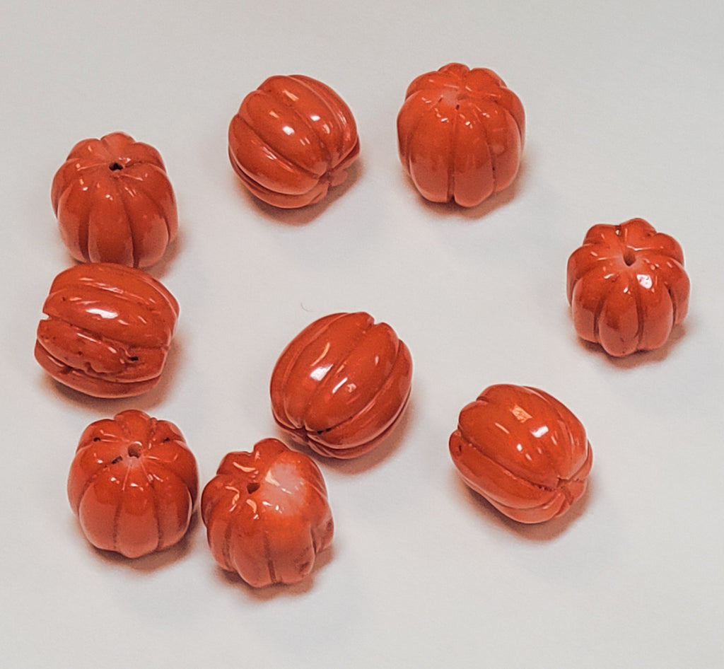 Bamboo Coral Orangish Pink Pumpkin Beads(per piece price)